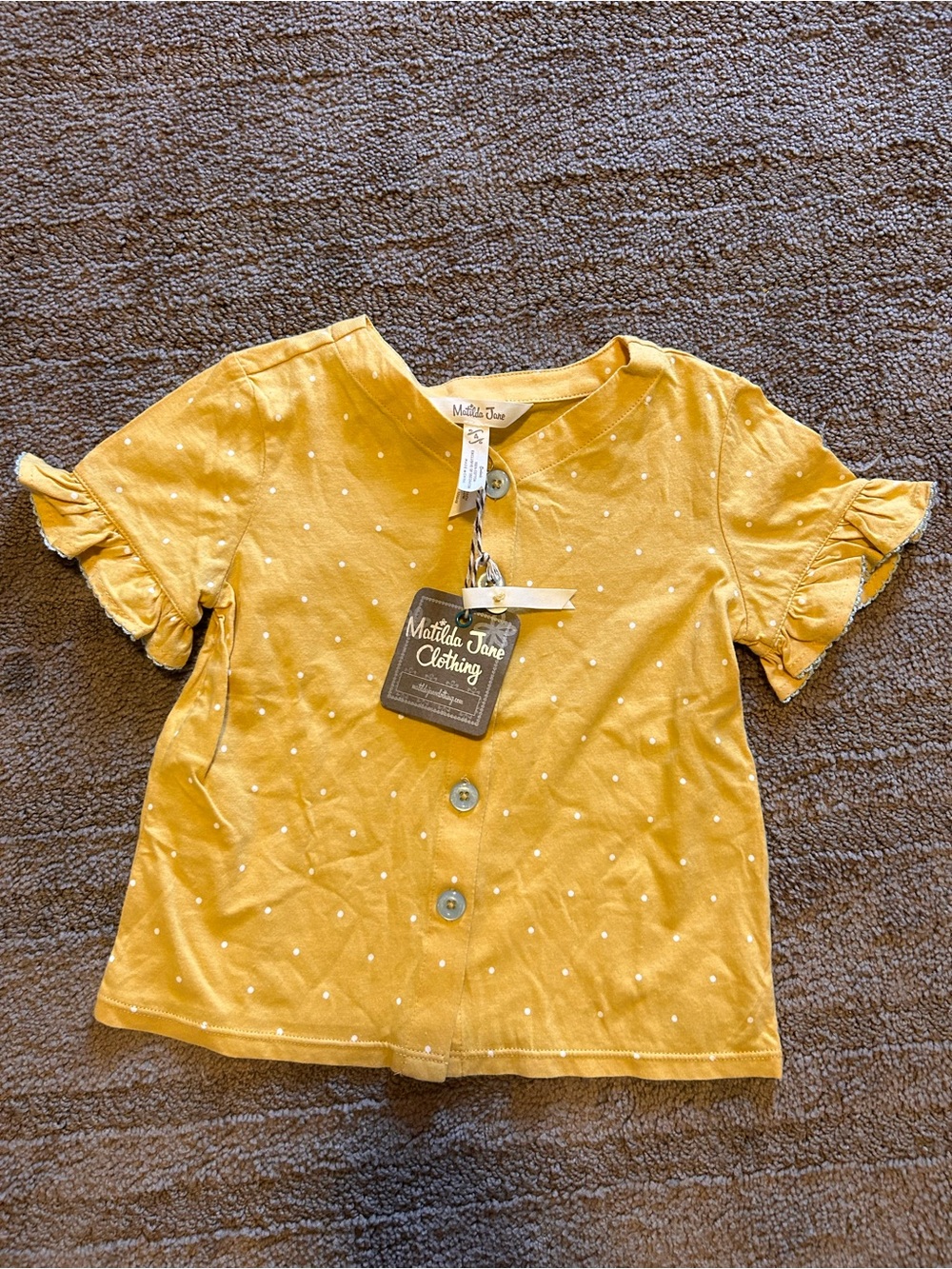 NWT Matilda Jane Short Sleeve Polka Dot Blouse Size 4 100% Cotton